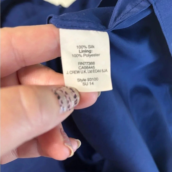 J. Crew Heidi Blue 100% Silk Chiffon A-Line V Neck  Dress Size 4 - Picture 5 of 6